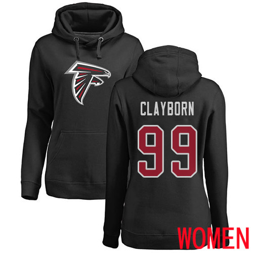 Atlanta Falcons Black Women Adrian Clayborn Name And Number Logo NFL Football #99 Pullover Hoodie Sweatshirts->women nfl jersey->Women Jersey